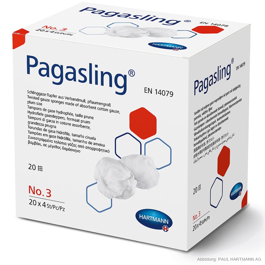 Pagasling Schlinggazetupfer steril Gr. 3, pflaumengroß (4 Stck.)